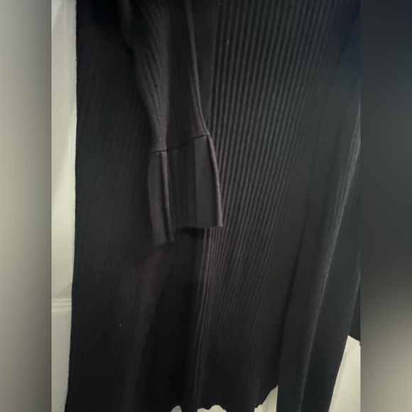 Black Women's Open Long Sweater Cardigan Size S - Picture 2 of 5